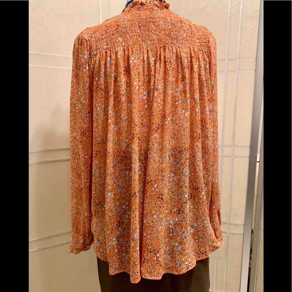 Sold out sold.       Free People LELA blouse in CORAL COMBO - Picture 12 of 12